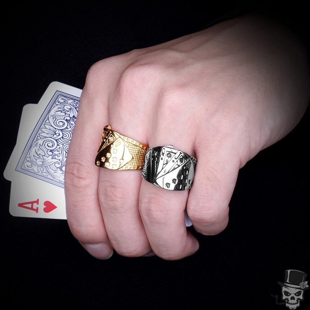 Card Cheat Rings Sculpt Rings™ Poker Cards Punk Ring 316L Stainless Steel | Unique Men's ...