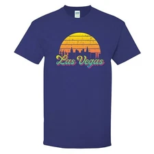 Las Vegas NV Retro Skyline Sunset - Home State Pride Summer T Shirt - Cobalt