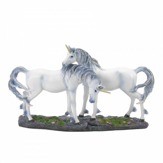 Cute Unicorns Figurine Girls Room Decor Fantasy Gift Ideas Blue Manes