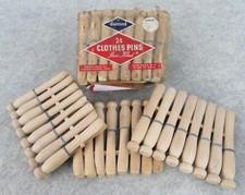 NOS Vintage Diamond Wood Wooden Laundry Clothespins Clothes Pins USA