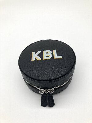 Mark and Graham KBL mono Round Travel Jewelry Case Shadowprint $59 read Black JB