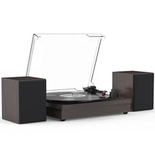 Record Player Bluetooth Turntable Vinyl Record Player & External Speakers 3-Spe