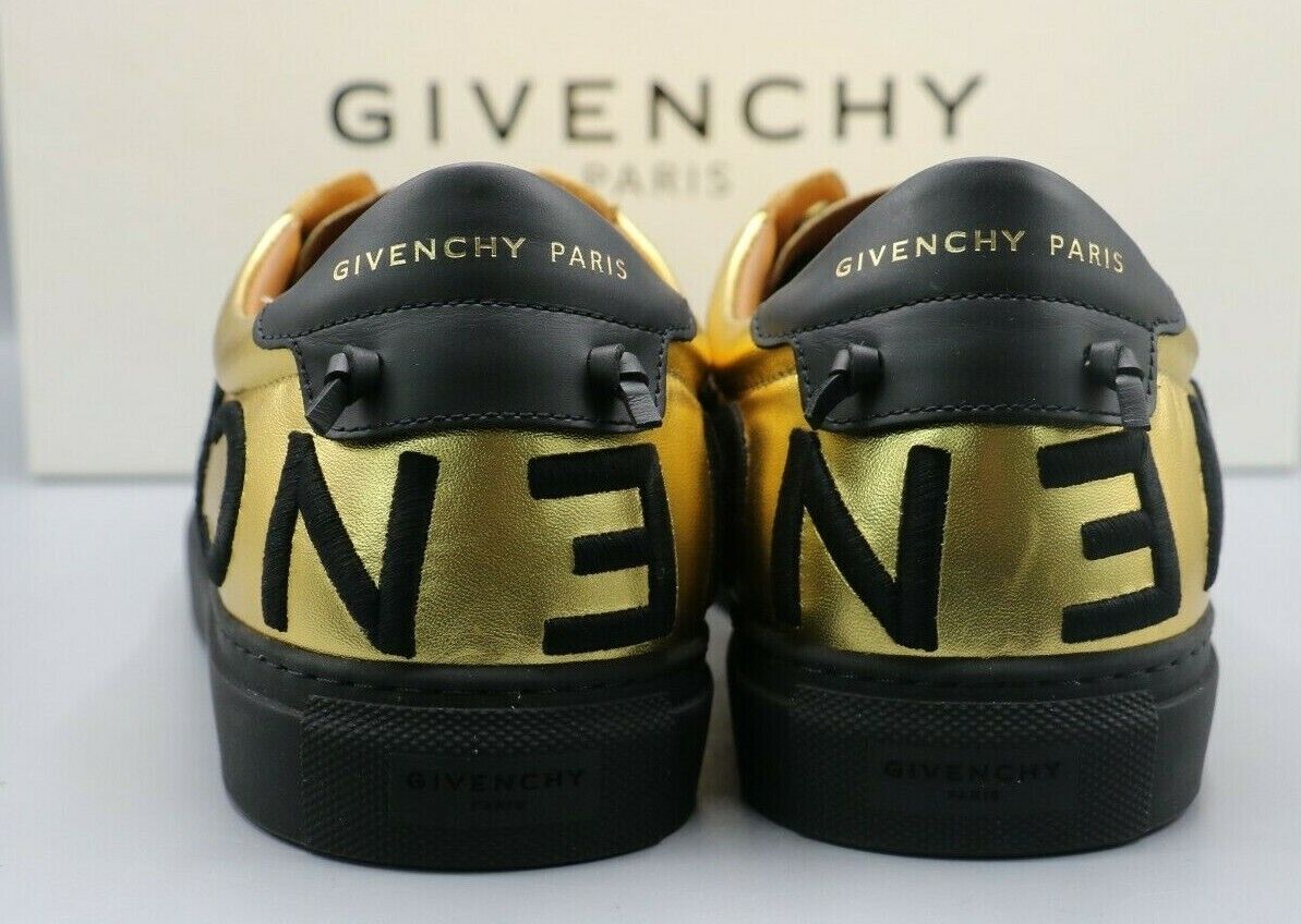 Givenchy Men's Gold and Black Leather Urban Street Logo Sneaker 