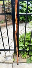 VTG Walking Stick Exotic Wood Hiking Handcrafted Carved With Leather Strap 47  