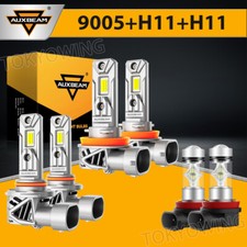 AUXBEAM 9005 H11 LED Headlight High Low+H11 Fog Light Bulbs Combo 6500K White