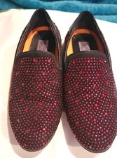 Jodano Collection Boy's Red Rhinestones Black Tuxedo Loafers Dress Shoes 2302310