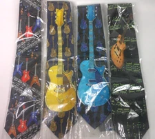 Steven Harris Necktie Tie Electric Guitar Bass Music Musician Band Lot of 4 New
