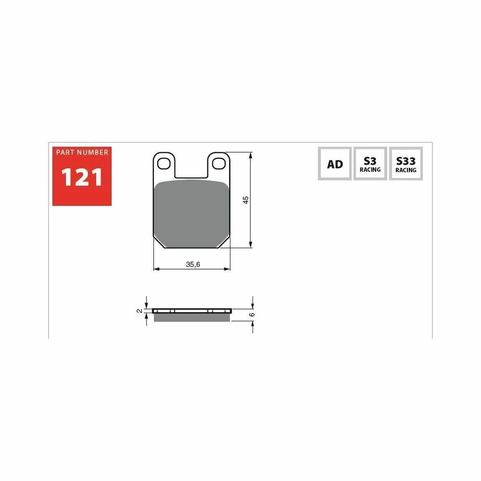 Sherco 0.5 / 0.8 / 1.25 / 2 '03-10 Brake Pads GOLDfren 121-121S3 - Image 2 of 3