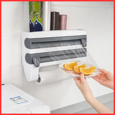 "Wall Mounted Cling Film Dispenser | Foil & Towel Roll Holder with Cutter"