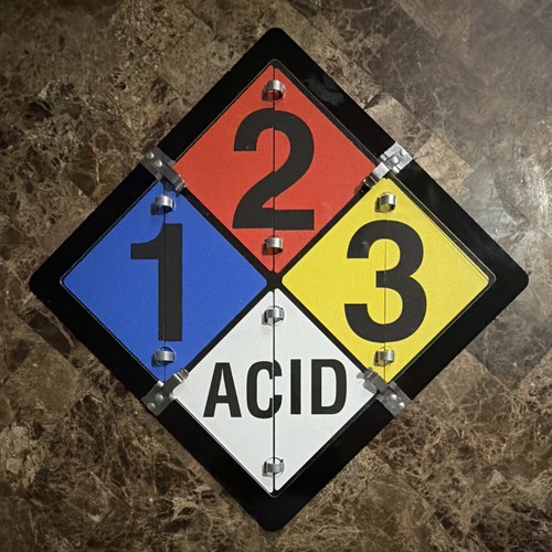 NFPA 704 Hazard Identification Sign Placard 1-2-3 ACID Wall Mount