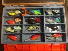 (LOT OF 22) Mid-Deep Diving Flatside Crankbaits Rapala Bill Lewis Berkley w/ box