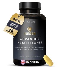Inessa Multivitamin with CoQ10 100mg Vitamin D3 2000 IU K2 100mcg B Complex New