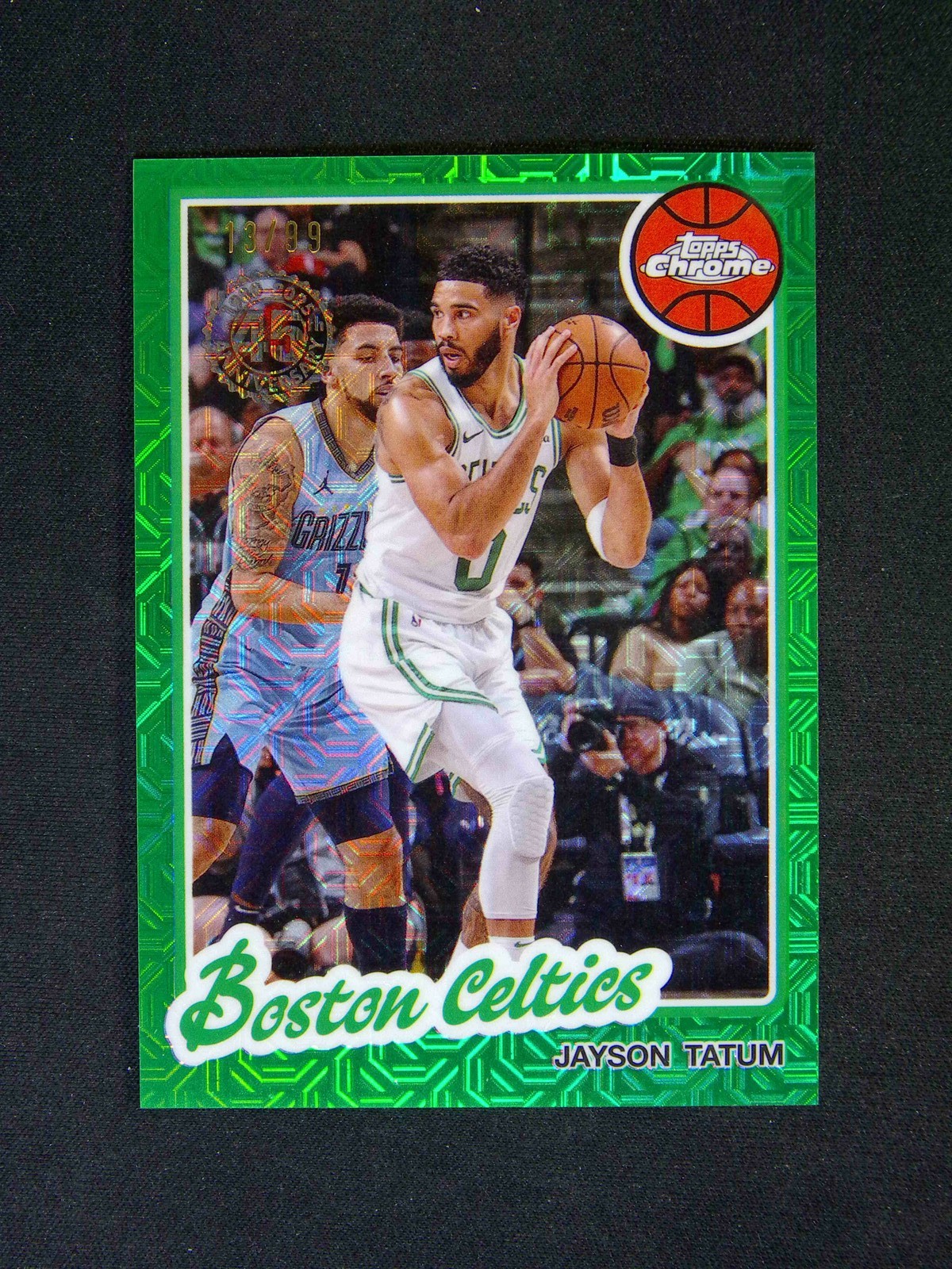 2025-26 Topps Flagship NBA Jayson Tatum 1980-81 45th Chrome Green Mojo /99
