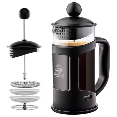 3-Cup Black French Press Cafetire Coffee and Tea Maker with Glass & Scoop