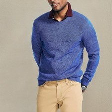 Nautica Men's Sustainably Crafted Textured Crewneck Sweater, Cobalt Blue-Large