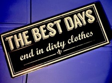 Wood Laundry Room Wall Sign Black White Words  Quotes Decorative Hanging