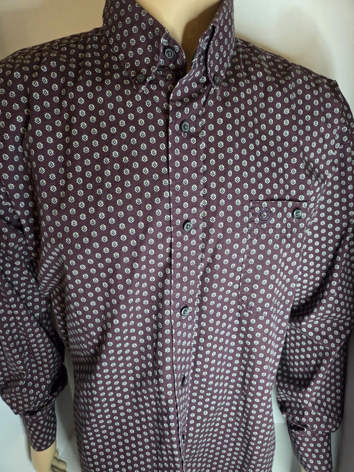 Wrangler George Strait Collection Floral Button-Up Shirt Burgundy XL Men's