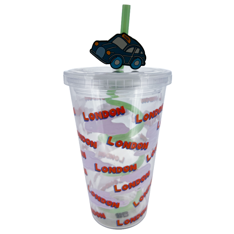 Water Travel Tumbler with Straw London Taxi Eleanor Bowner Cup BPA-free