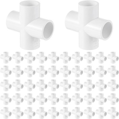 50 Pcs 4 Way Cross PVC Fittings 1/2 Inch, SCH40 Furniture Grade PVC Pipe Connect
