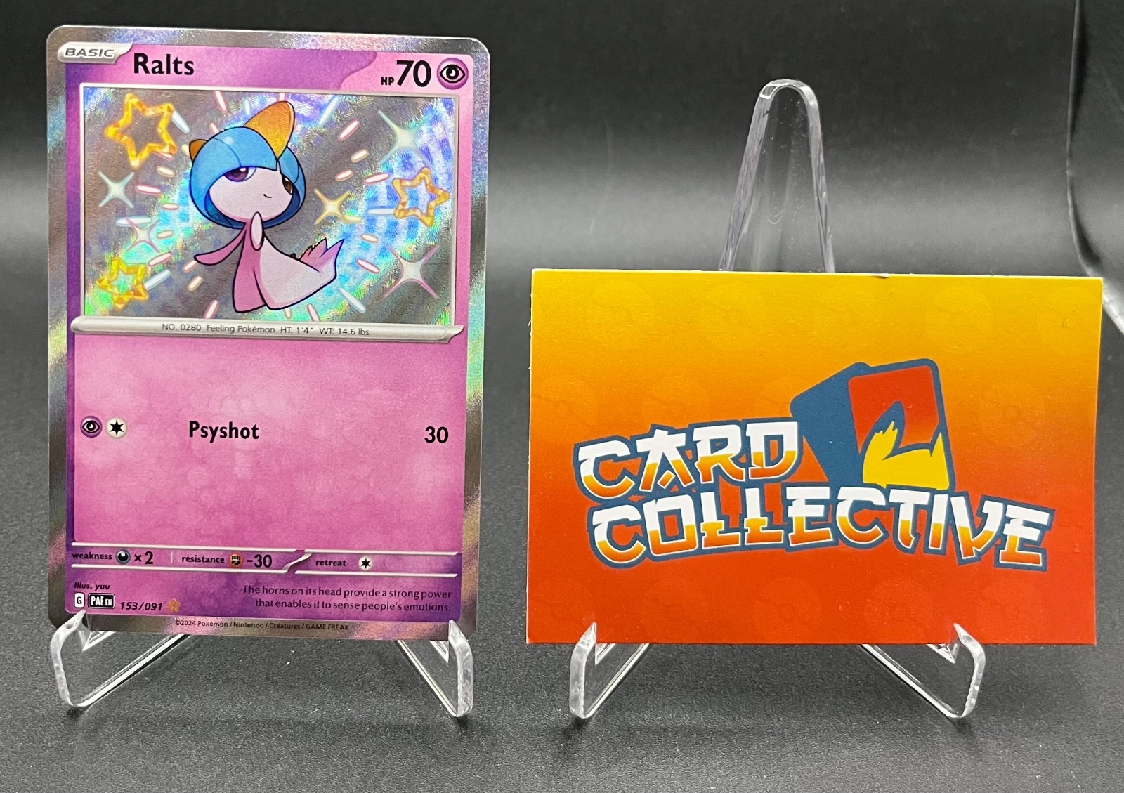 Pokemon Ralts 153/091 - Baby Shiny Rare Paldean Fates 2024 - NM