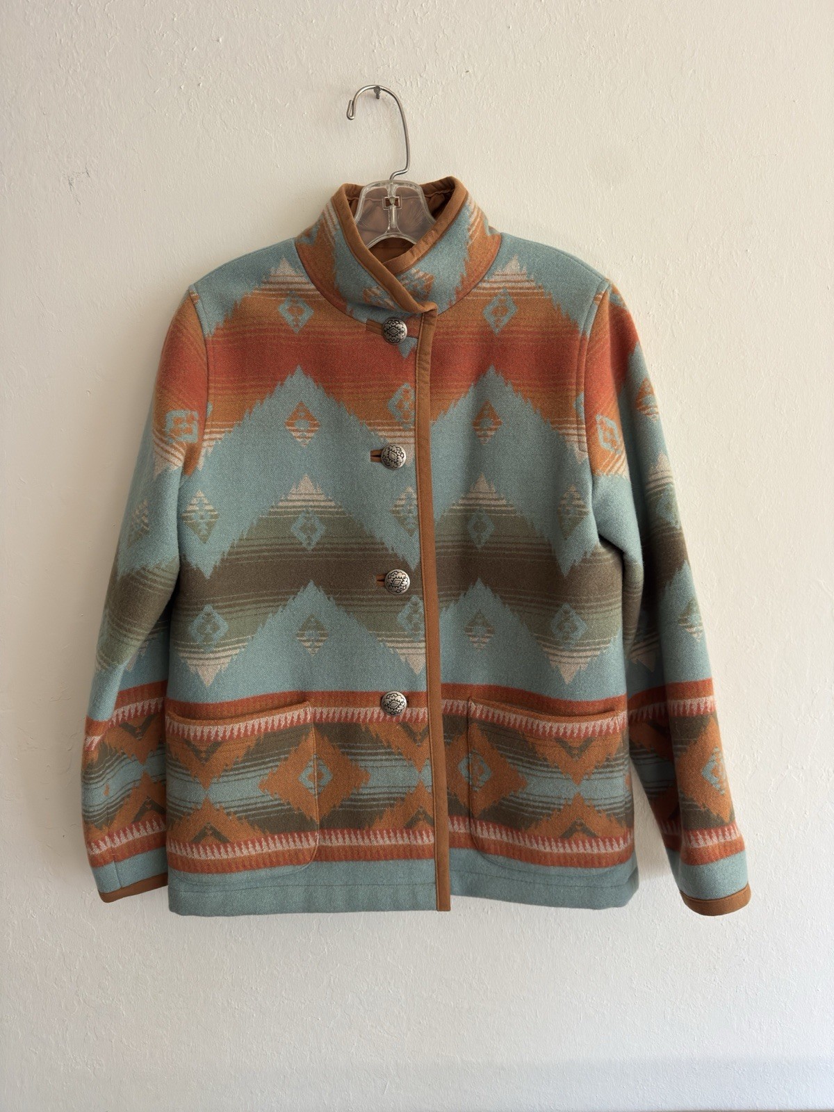 Pendleton Vintage Wool Jacket Lined Southwest Pat… - image 2