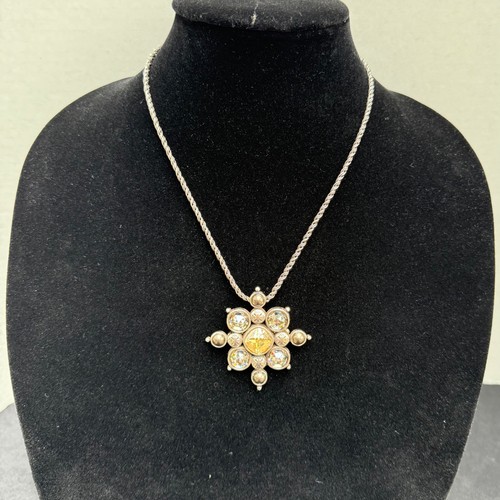 Crystal Cluster Necklace/Brooch Brighton 16" Adj. Removable Brooch/Pin EUC