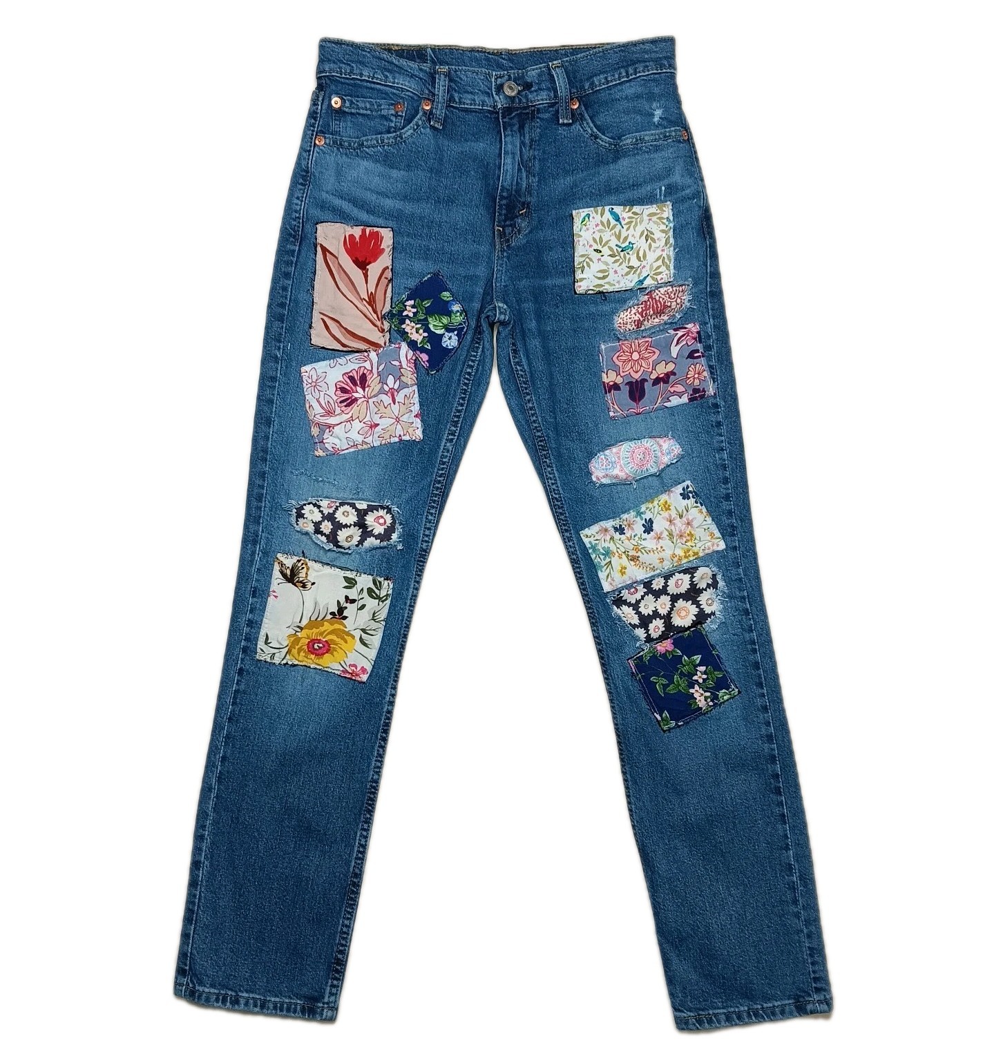 Levi's 511 Patchwork Jeans Dancing Bear 6 Women (… - image 1