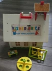 Vtg Fisher Price Little People #923 Play Family School House 1970s With Bell