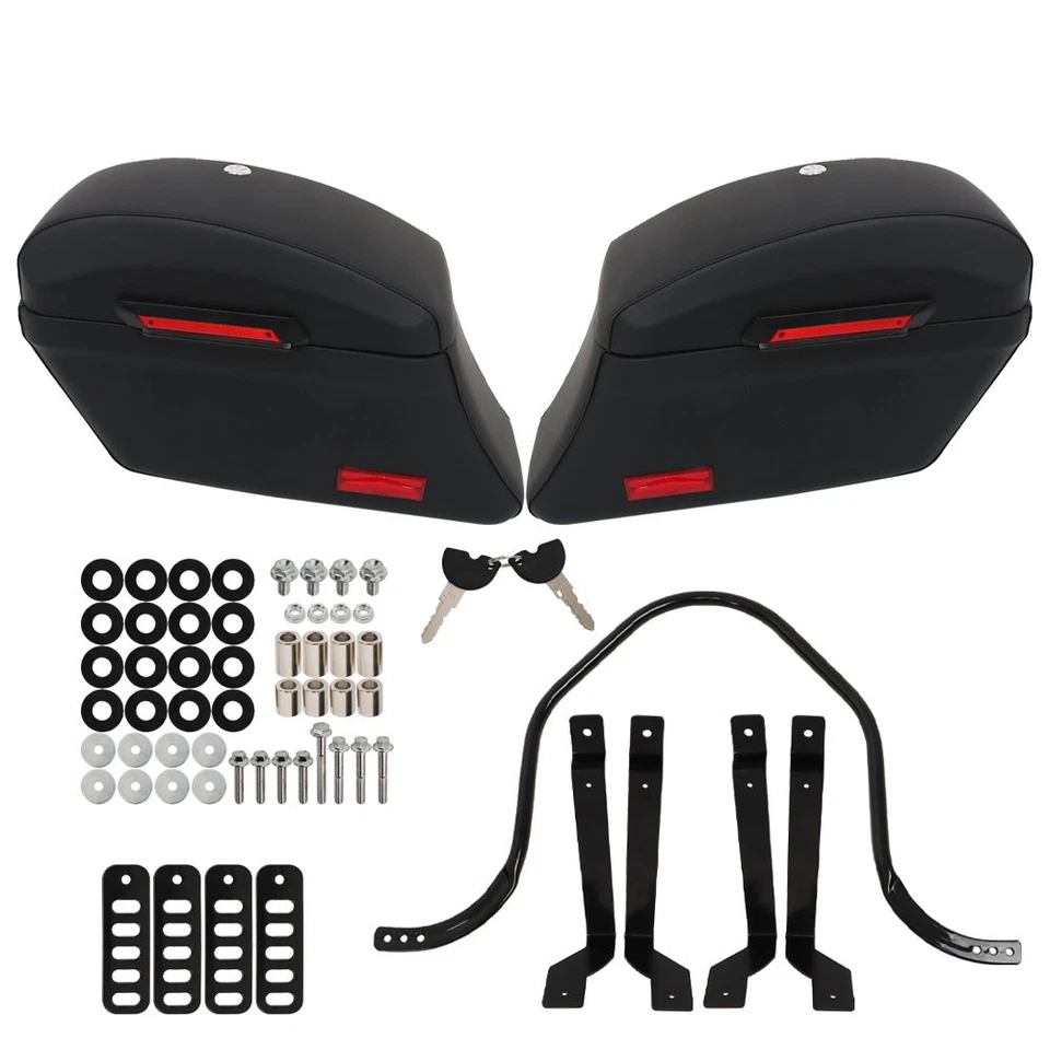 Motorcycle Luggage Hard Bags Saddlebags For Yamaha Kawasaki Honda Classic Black Foto 4 de 4