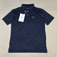 Rhoback Polo Shirt Mens Small Blue The Parrot Drinks Surf Palm Golf Performance