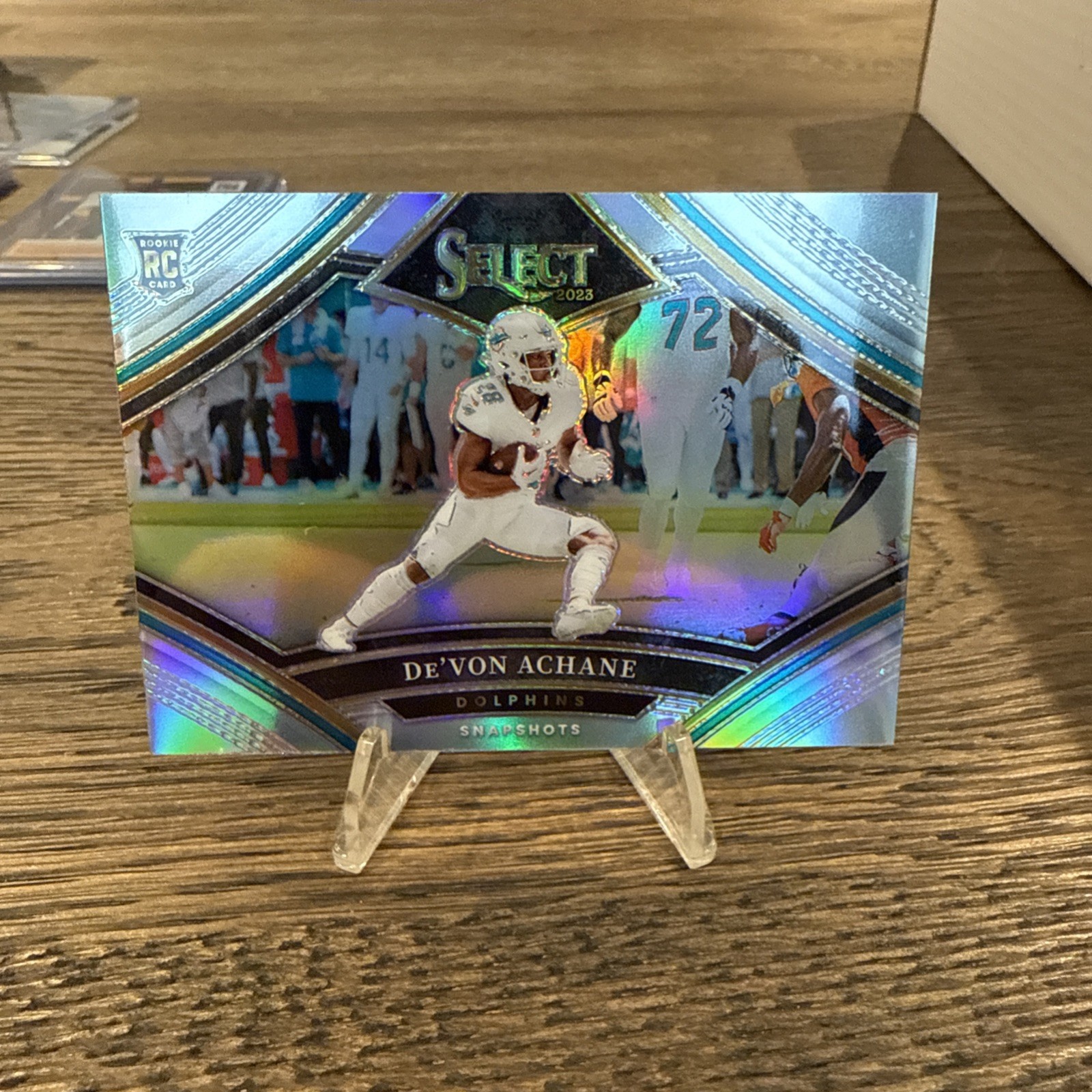 2023 Select De'von Achane Rookie Silver Prizm Snapshots Miami Dolphins 