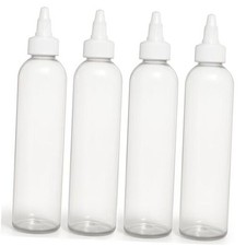 Twist Top Applicator Bottles, Clear 8 OZ BPA-Free Plastic, Empty, Pack of 4