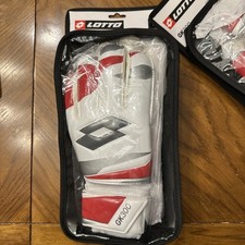 Lotto GK300 Goalkeeper Gloves Size 9 or 10 Soccer Goalie Gloves White Red 70