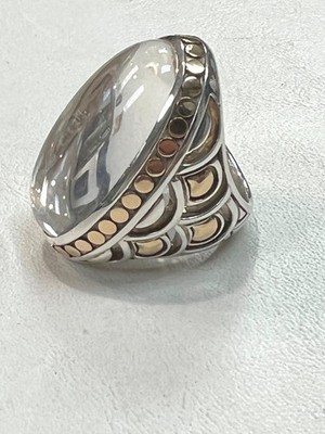 NWT JOHN HARDY Sterling Silver 18K Gold Naga Dragon Clear Dome