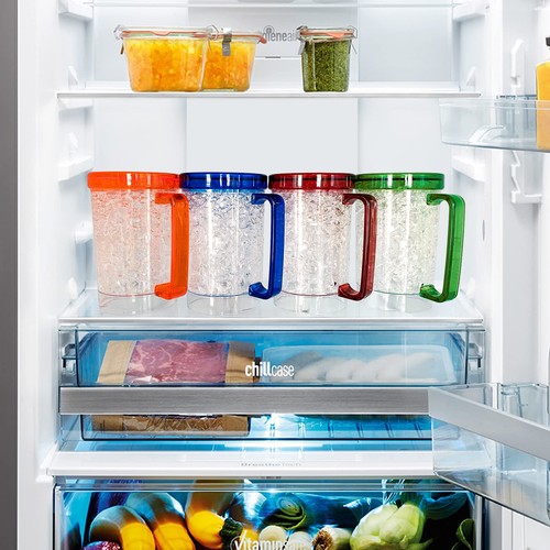 Double Wall Gel Frosty Freezer Ice Mugs Clear 16oz Set of 4 (Blue, Red, Orang... - Picture 5 of 9