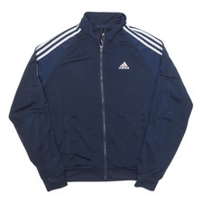 ADIDAS Mens Navy Blue Track Jacket S Polyester Blend Zip Athletic Casual