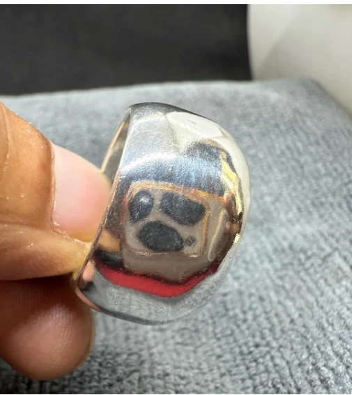 Solid 925 Sterling Silver Dome Ring, Handmade Wide Band, Chunky Stateme All Size - Image 3 of 4