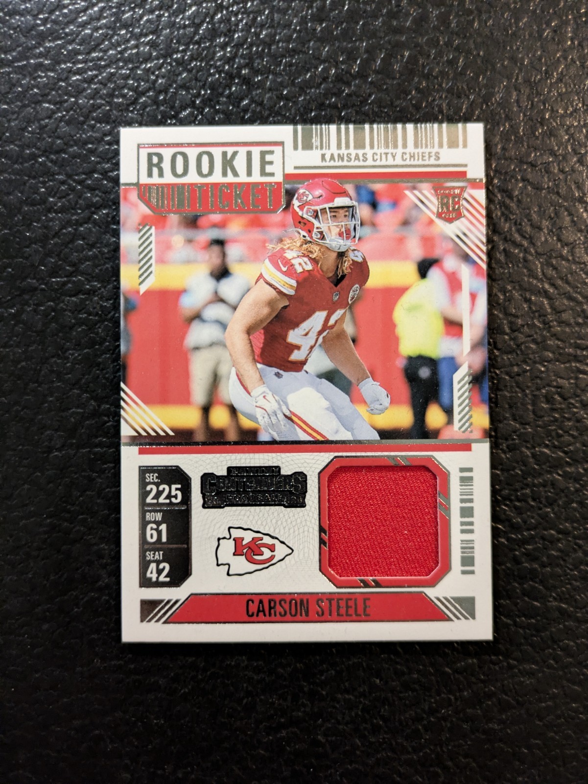 2024 Panini Contenders - Rookie Ticket Swatches Carson Steele #RTS-CSE (MEM, RC)