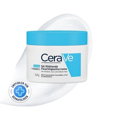 CeraVe SA Urea Glättende Feuchtigkeitscreme für den Körper, Creme für trockene