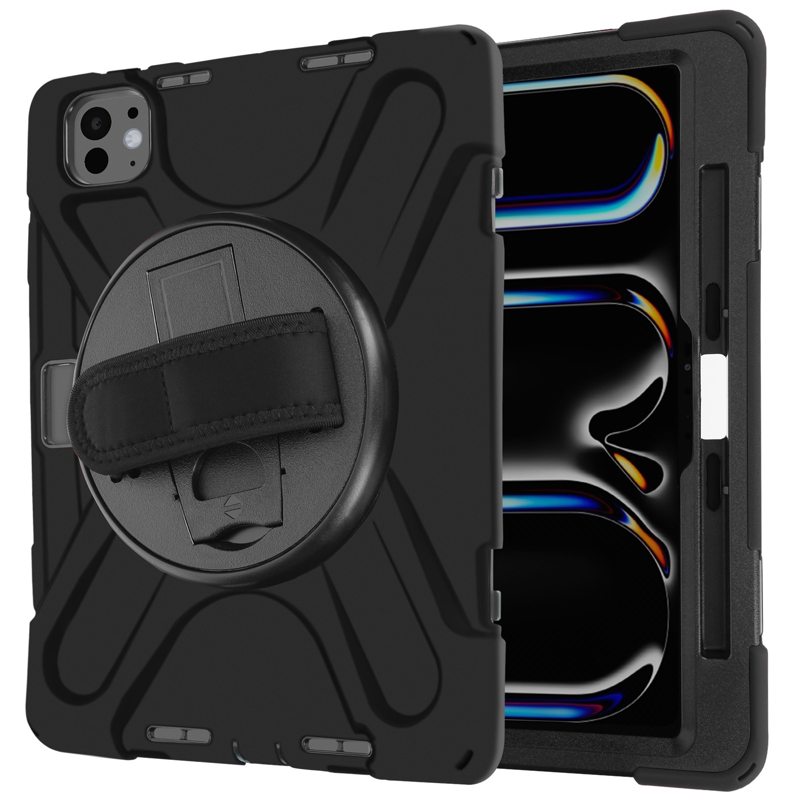 Coque de protection iPad Pro 13 2024 antichoc rigide avec poignée rotative