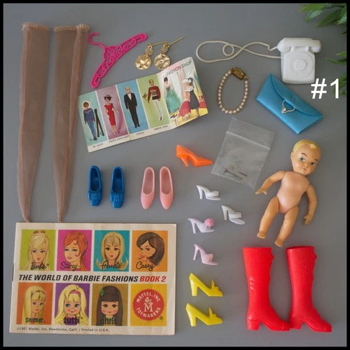 🤩#1 LOT Barbie Friends Shoes Gloves Jewelry Accessories Japan Vtg 1960s+🎁