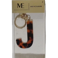 Modern Expressions Keychain – Letter “J” Brown Marble Tassel Fob