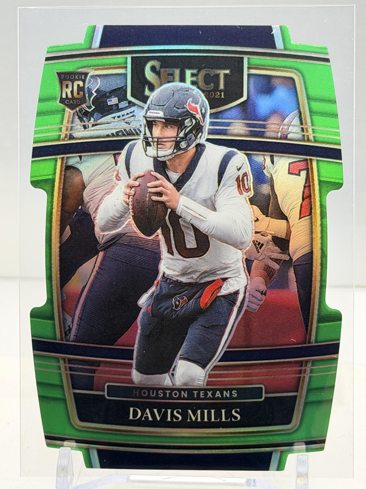 Davis Mills 2021 Panini Select Neon Green Prizm Die Cut #65 SN,RC #/349