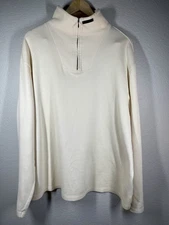 Polo Sport Ralph Lauren Vtg 1/4 Zip Long Sleeve Beige Cream Rugby Sweater  L