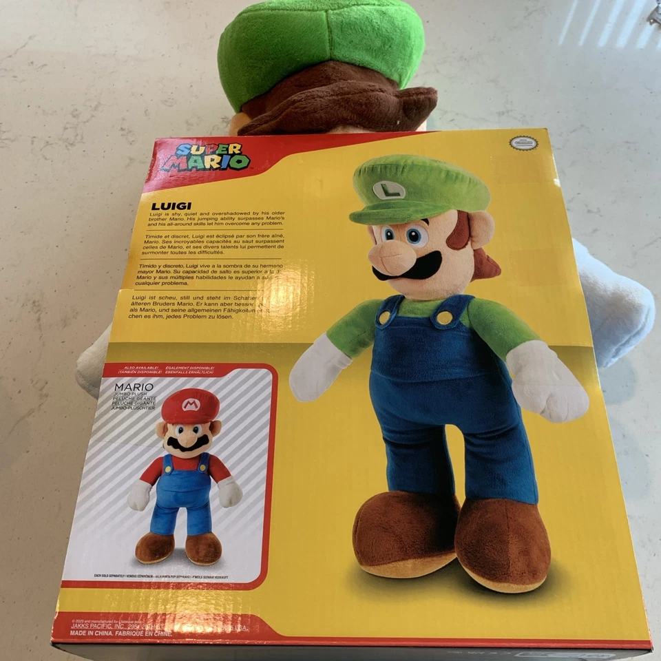 超级马里奥任天堂世界 Jumbo 20 英寸毛绒路易吉 — 第 2/4 张图片