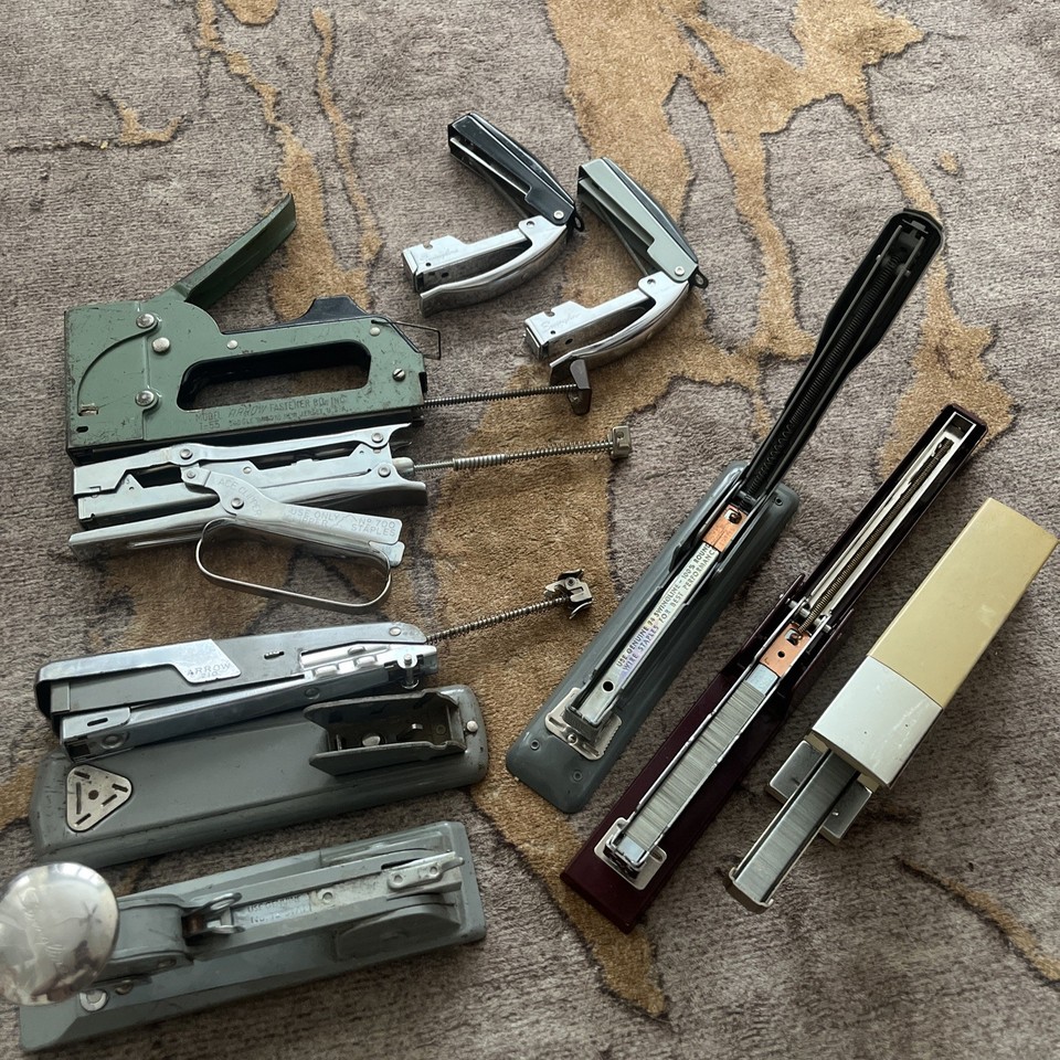 A curated museum-worthy collection of USA-made mid-century staplers — Swingline, Boston, Arrow & Ace — this is the power move of desk decor.