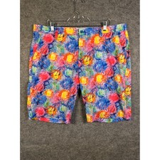 Hreski Mens Paint Splatter Shorts Multicolor Watercolor Print Stretch Size 40