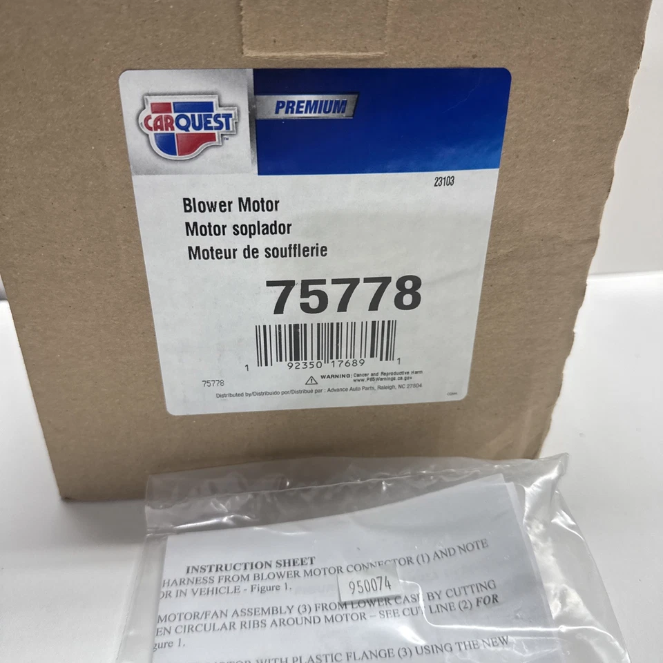 Nuevo motor soplador HVAC número de pieza 75778 Chevy Cobalt HHR aplicaciones nuevo en caja Foto 2 de 4