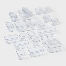 Brightroom 25pc Flatware Drawer Organizer Clear PETG In-Drawer Storage