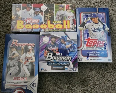 Baseball Gold Mystery Box, 3 Sealed Hobby Packs, 2 Auto/Relic, Stickers + More